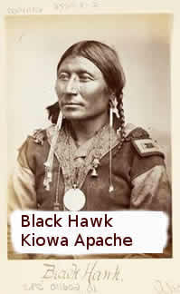 Kiowa named Black Hawk photo taken by William s. Soule at Fort Sill, Oklahoma, in 1875.